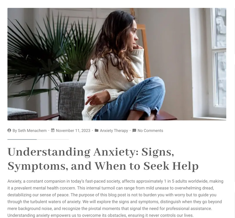 Menachem Psychotherapy Group   SEO content creation