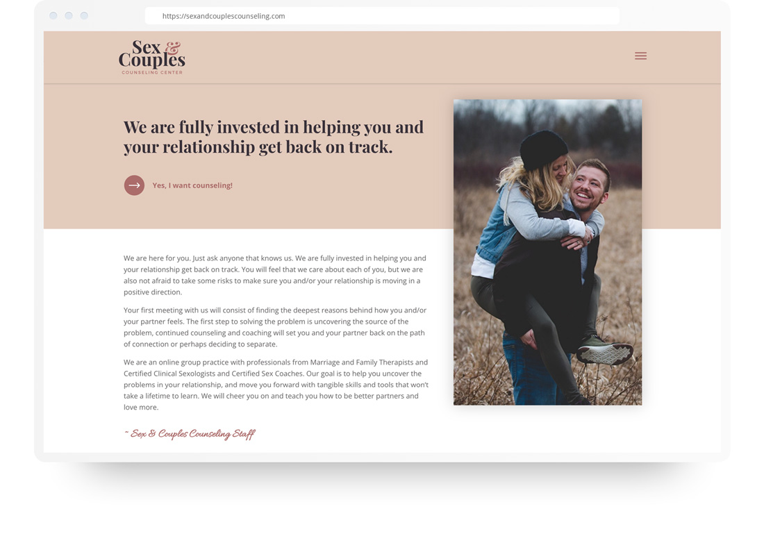 Sex and Couples Counseling Web Design and Development