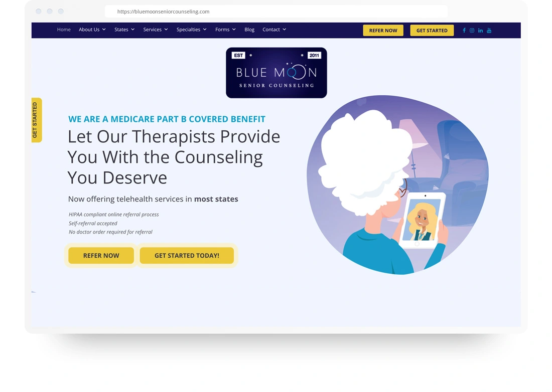 Website Design - Blue Moon Senior Counseling