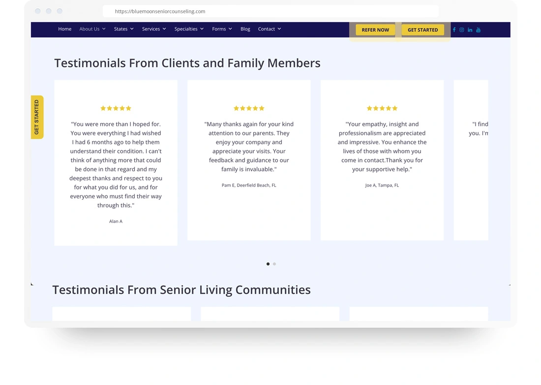 Website Design - Blue Moon Senior Counseling