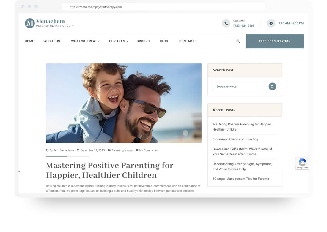 Menachem Psychotherapy Group   Web Design