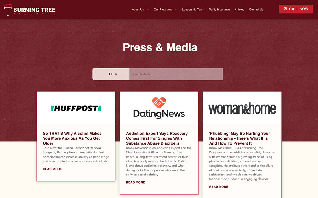 Website design - Burning Tree Programs