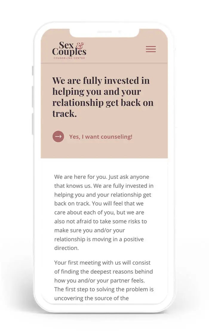 Sex and Couples Counseling Web Design and Development - Mobile