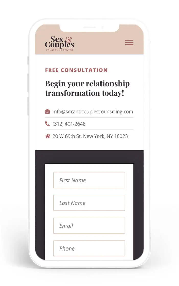 Sex and Couples Counseling Web Design and Development - Mobile