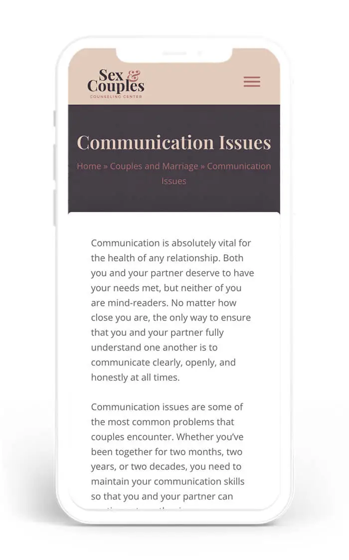 Sex and Couples Counseling Web Design and Development - Mobile