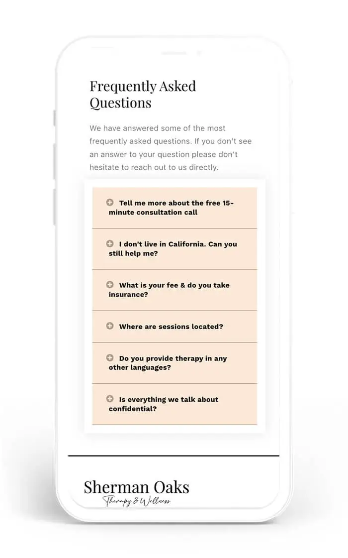 Sherman Oaks Therapy Website Design and Development - Mobile